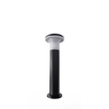 Sleek and modern outdoor lamp post with a minimalist black and white design, perfect for illuminating gardens and patios.