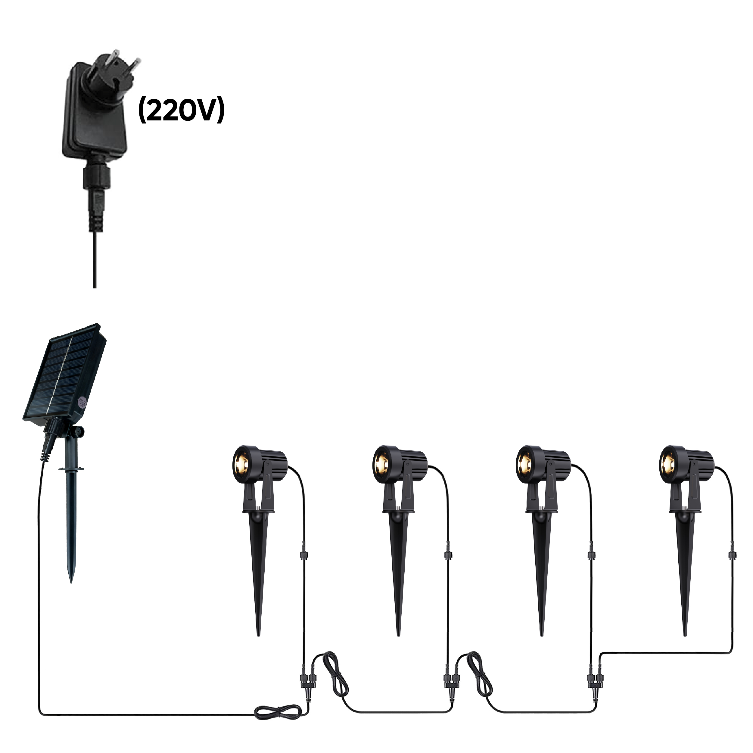 four light spot light with ground stake
