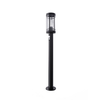 Black LED Bollard Light Installed in Industrial Factory Setting