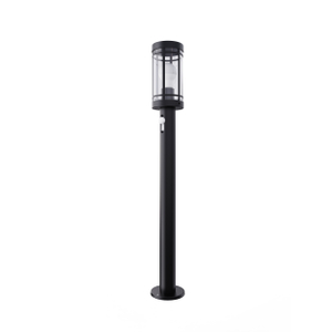 Black LED Bollard Light Installed in Industrial Factory Setting