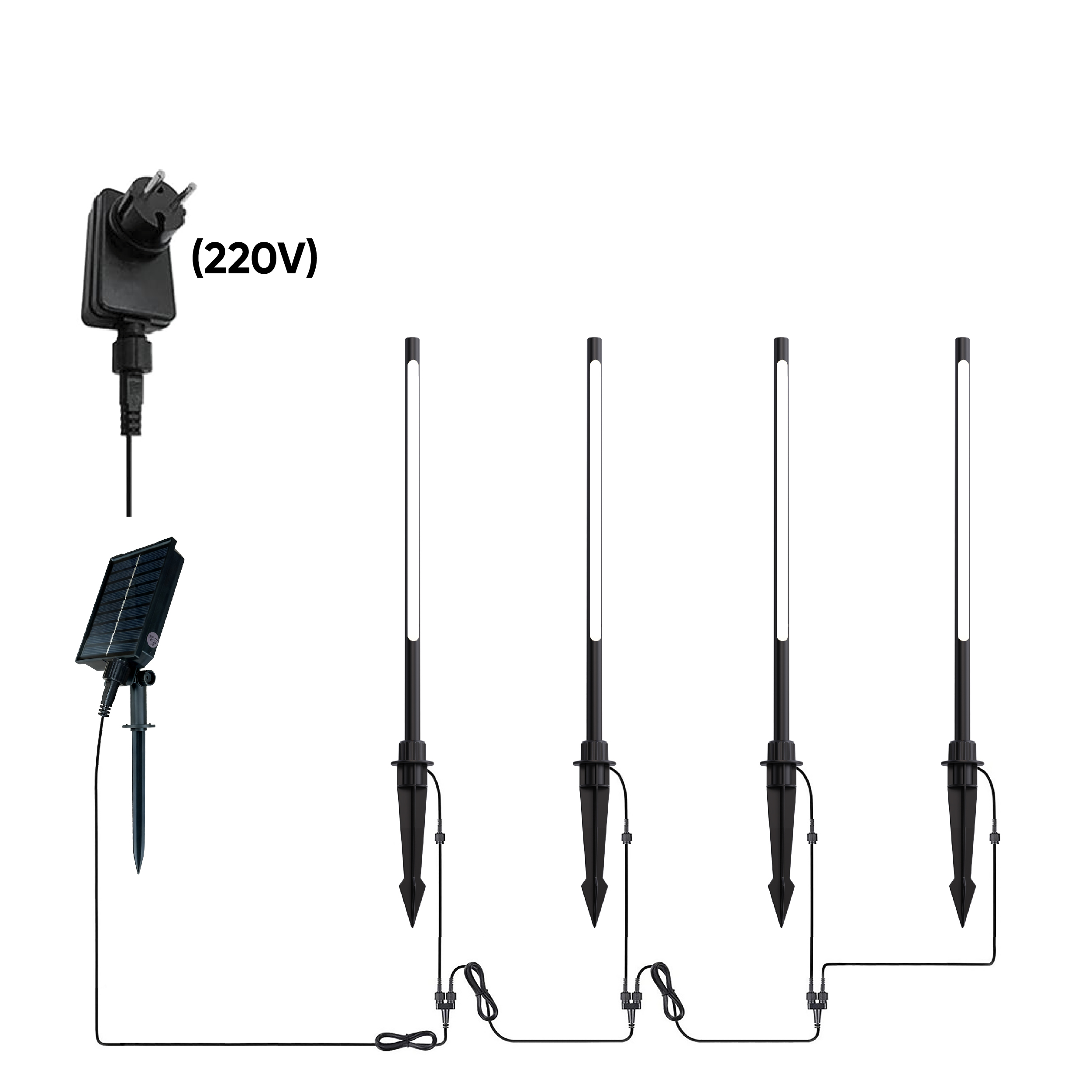 220V solar ground spike light