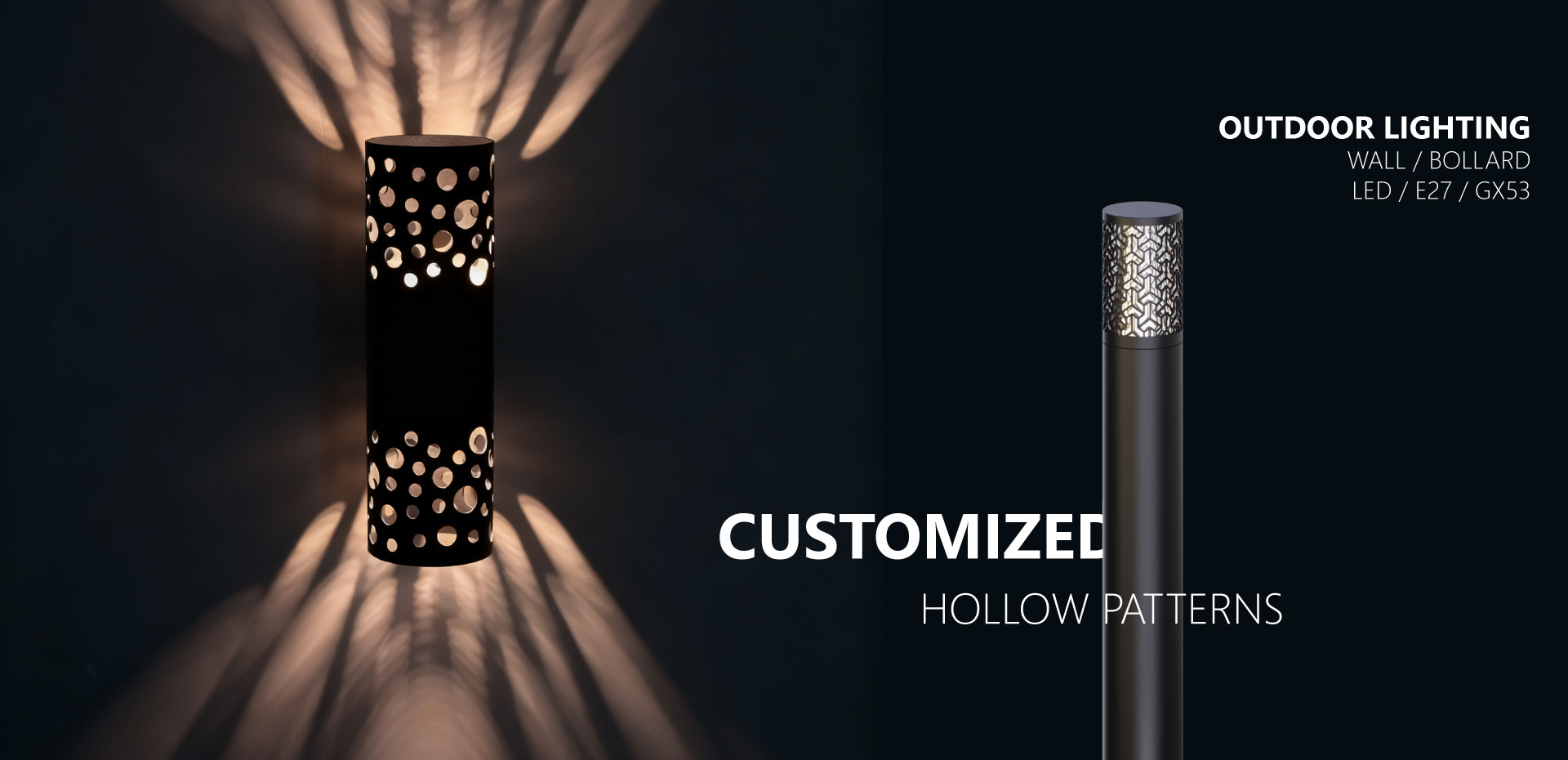 outdoor bollard and wall light with IP65 rated