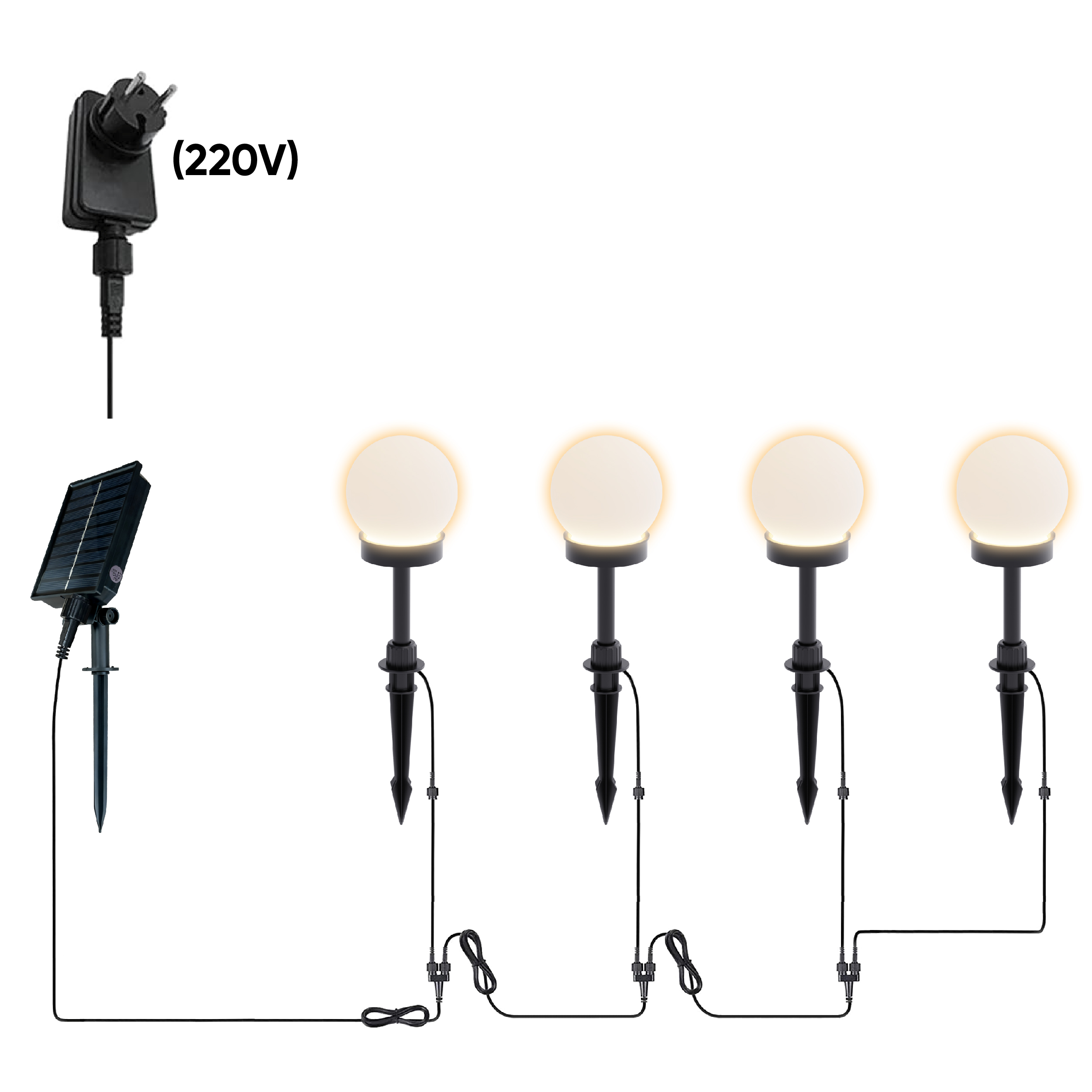 solar powered ball light with ground spike