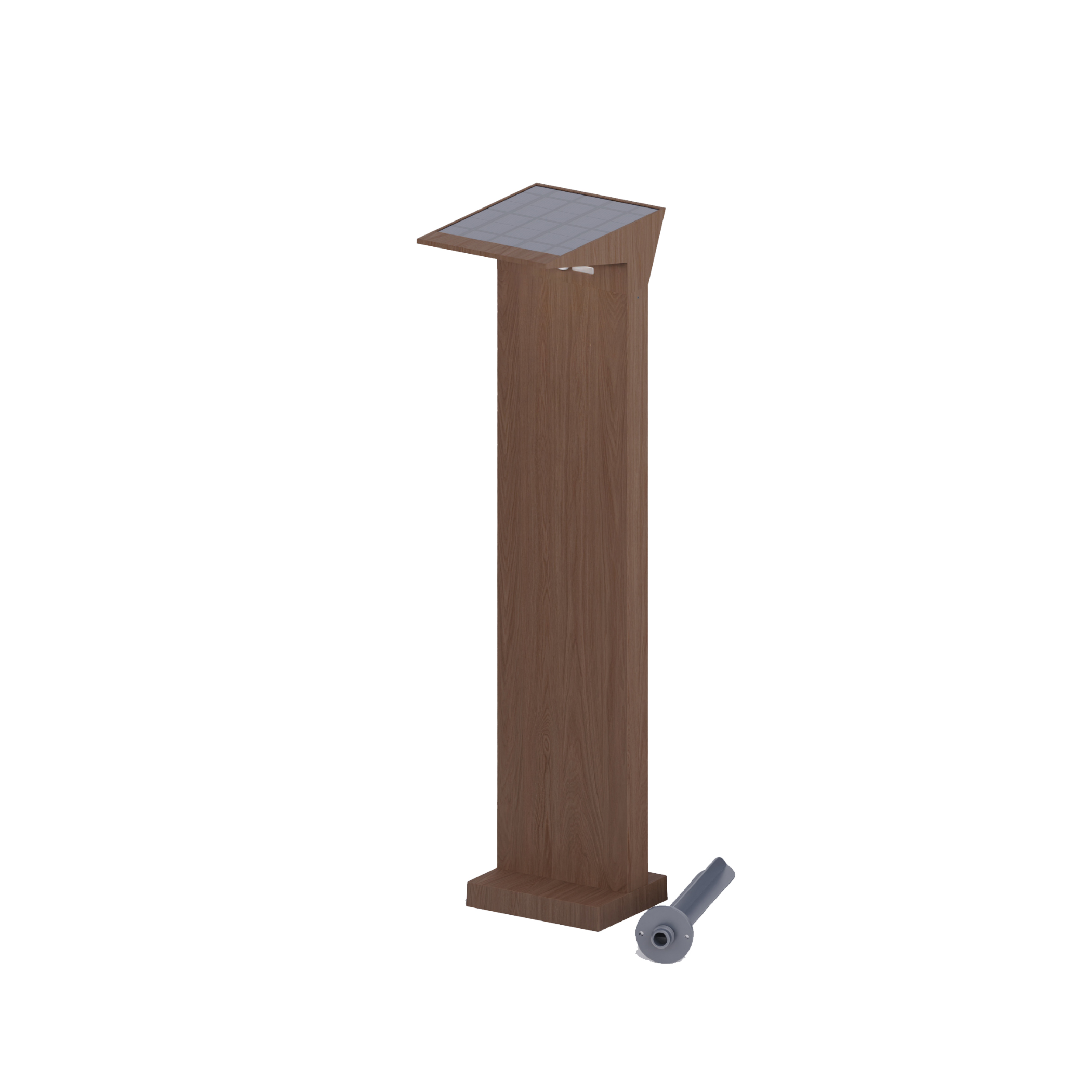 Brown Wood Grain solar bollard light