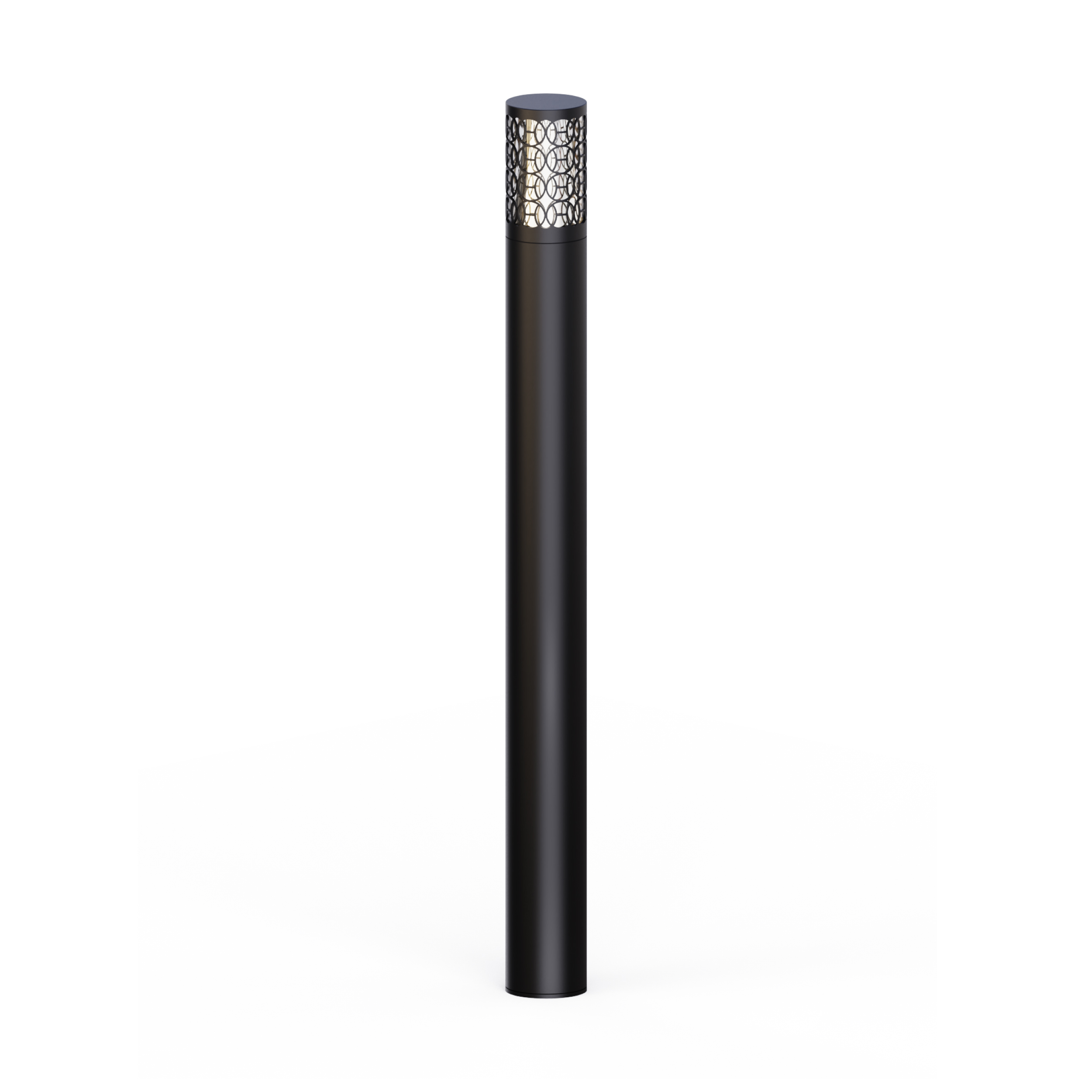 Elegant Anthracite-Colored Aluminum Outdoor Bollard Lamp with Minimalist Square Design and Intricate Perforated Pattern