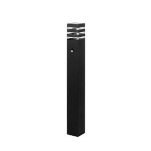 Stylish stainless steel outdoor bollard light illuminates garden pathways.