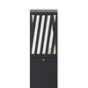 Durable aluminum housing LED bollard lights with different base types displayed in factory lighting workshop