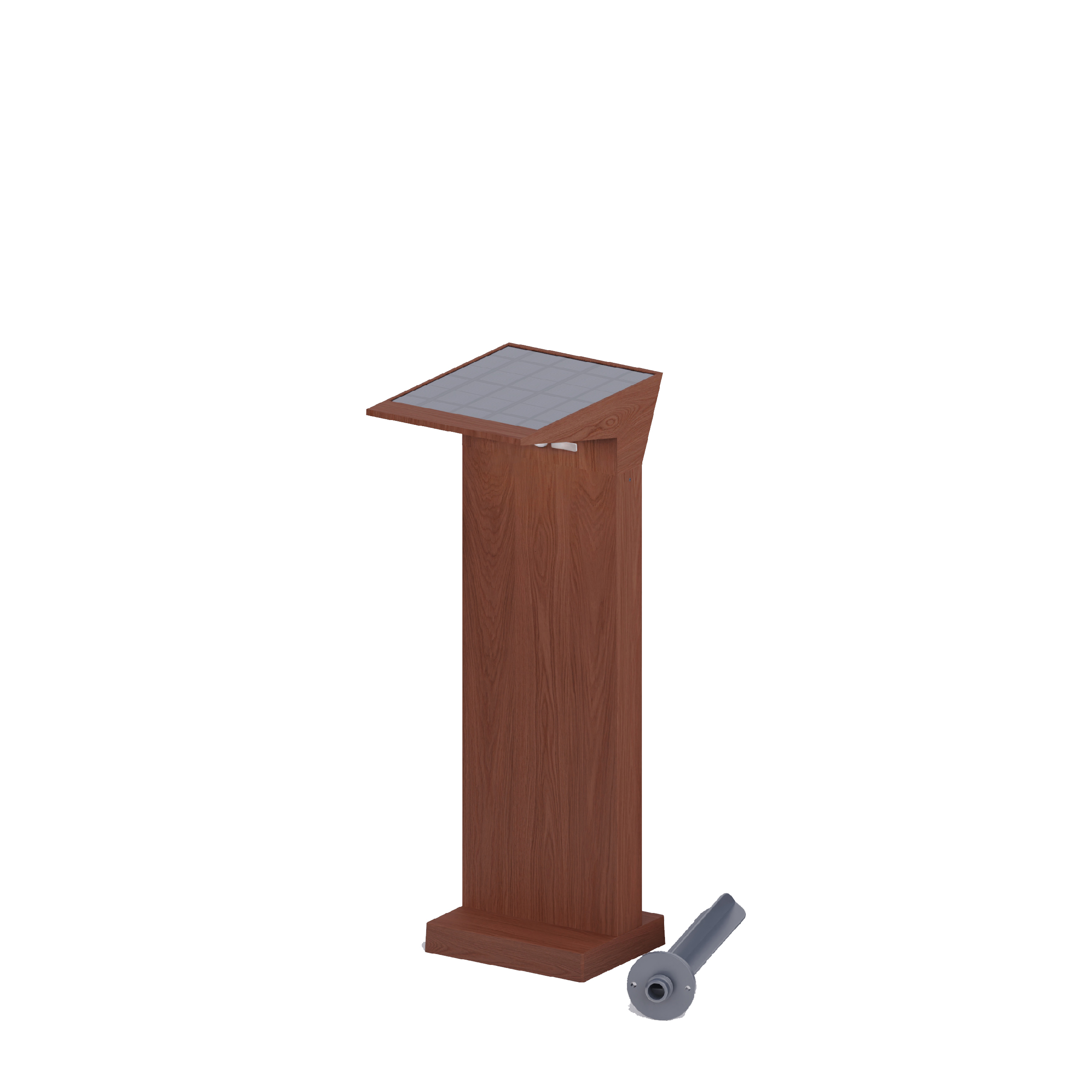 Dark brown wood grain solar bollard light