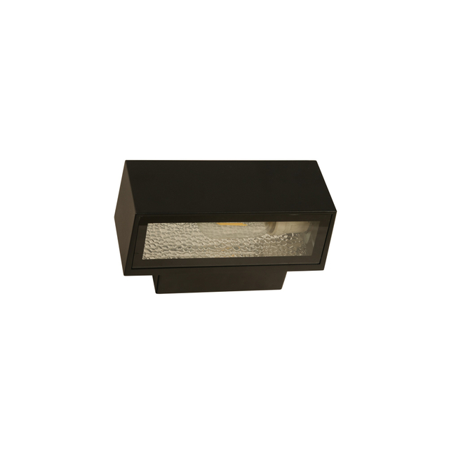 An energy-efficient LED outdoor wall light with a minimalist square shape and a frosted glass cover, perfect for enhancing the ambiance of any outdoor space.