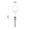 dimension of led ball stake light