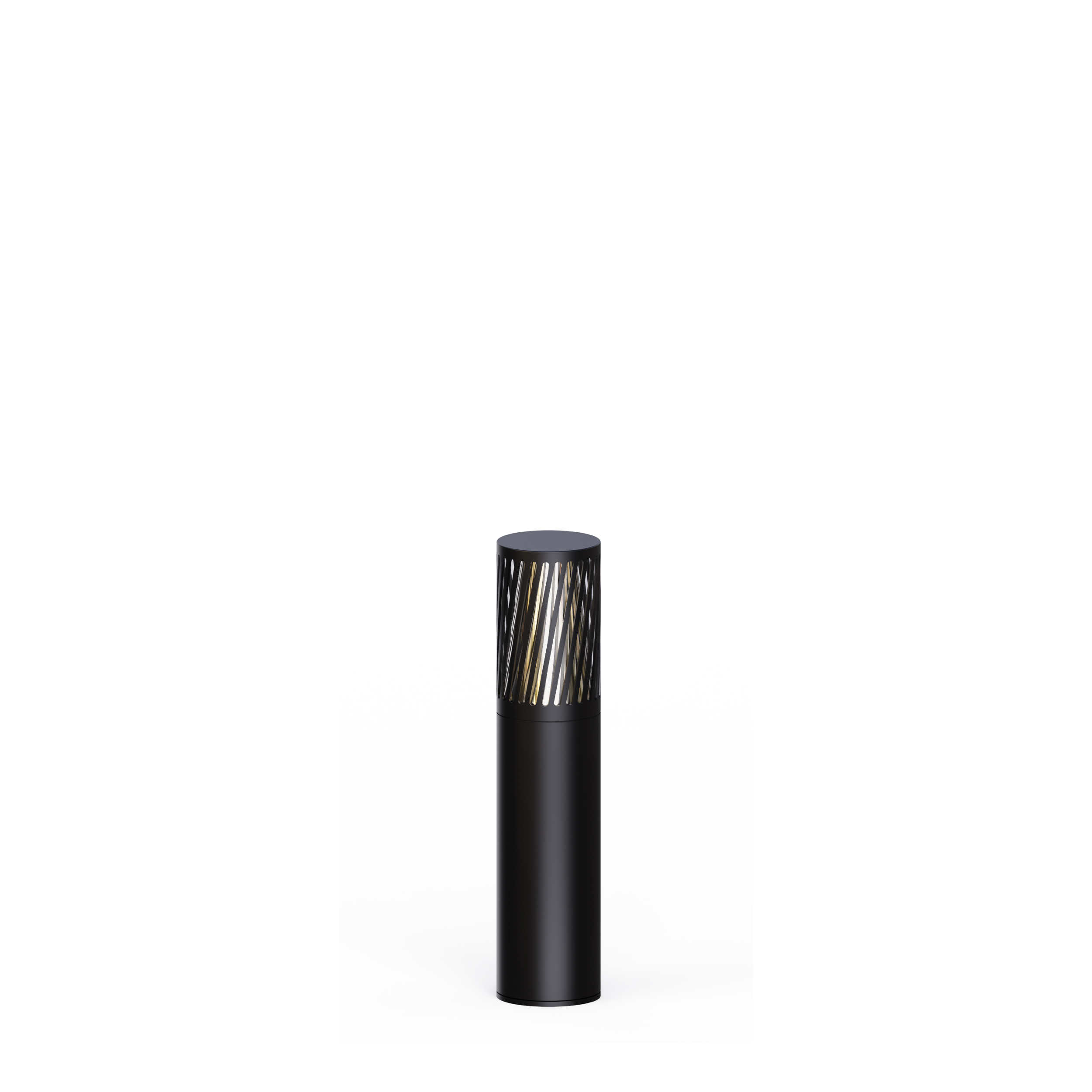 Industrial-grade outdoor LED bollard lighting units on assembly line with multiple base options