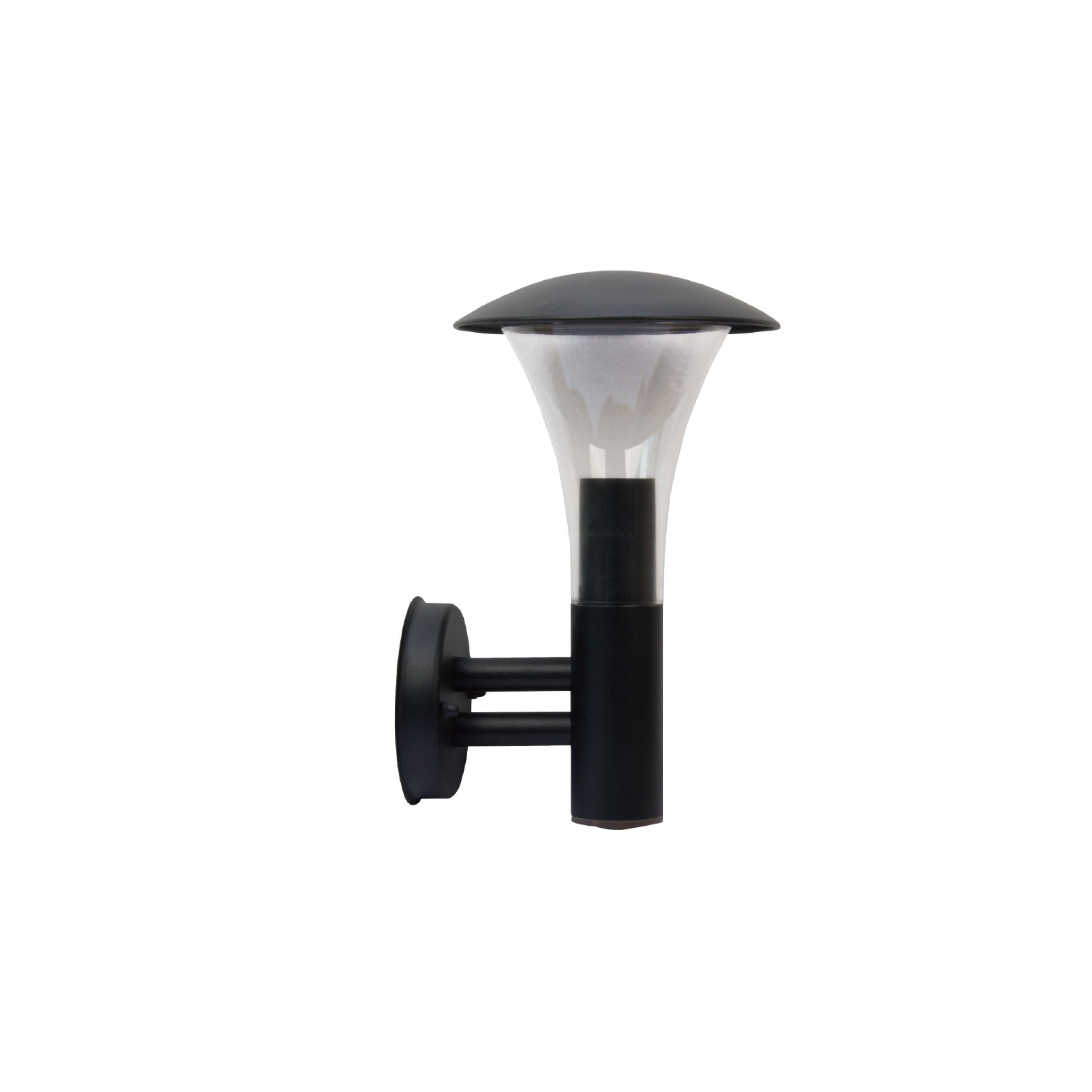 Black and White Outdoor Lamp Post with Dome-Shaped Light Fixture