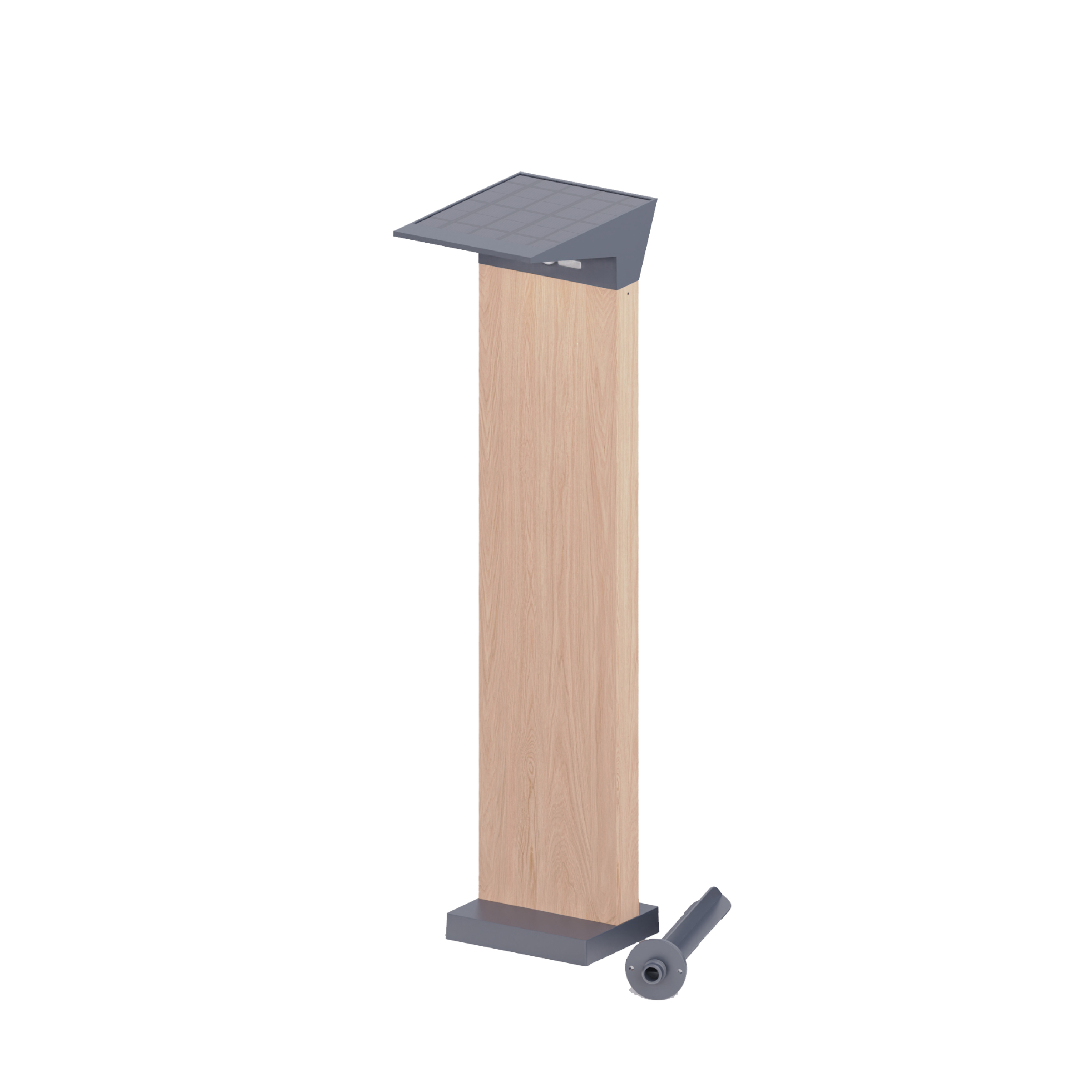 Light wood grain solar bollard light